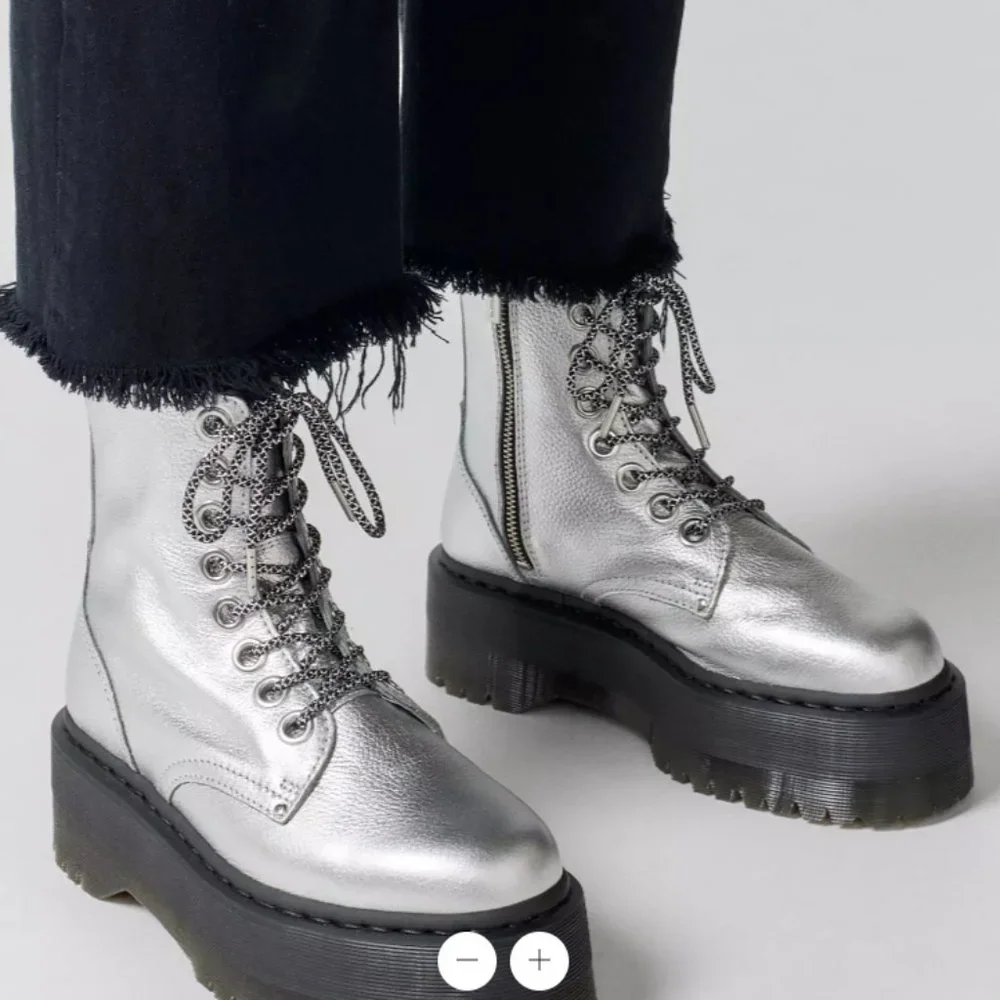 DR. MARTENS JADON MAX PLATFORM METALLIC BOOTS MSRP $280 SOFT & RICH Leather - Picture 5 of 16